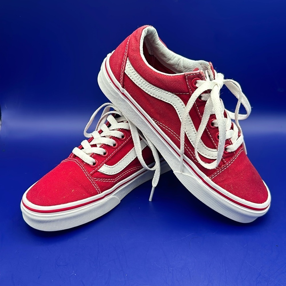 Vans 'Off the Wall' Old Skool Red/White Lace-Up Unisex Womens S-5.5 Mens S-4.0